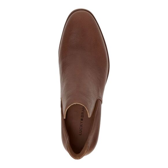 LUCKY BRAND Womens Brown Vellida Round Toe Wedge Slip On Leather Booties 9.5 M - Picture 3 of 4